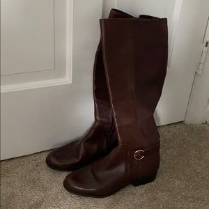 Brown leather boots